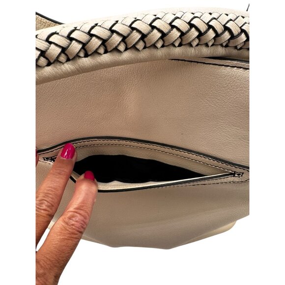 Brighton Ferrara Levia Lorenza Vallera Bucket White Leather Shoulder Bag Braided - Picture 12 of 16